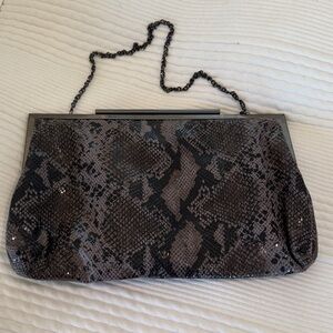 Black and Brown Faux Snakeskin Clutch